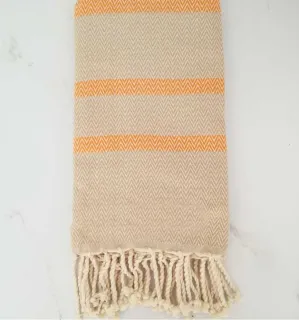 Fouta chevron beige e arancio chiaro Fouta Tunisia - 1