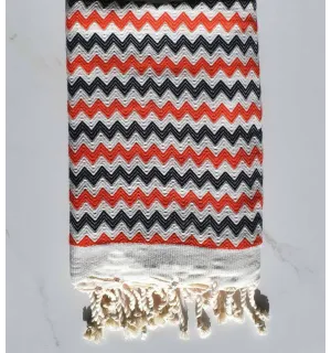 telo mare Bianco, rosso vivo e nero Fouta Tunisia - 3
