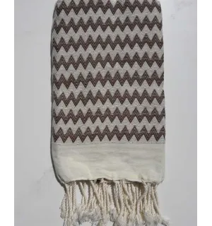 Fouta zigzag bianco crema e marrone Fouta Tunisia - 2