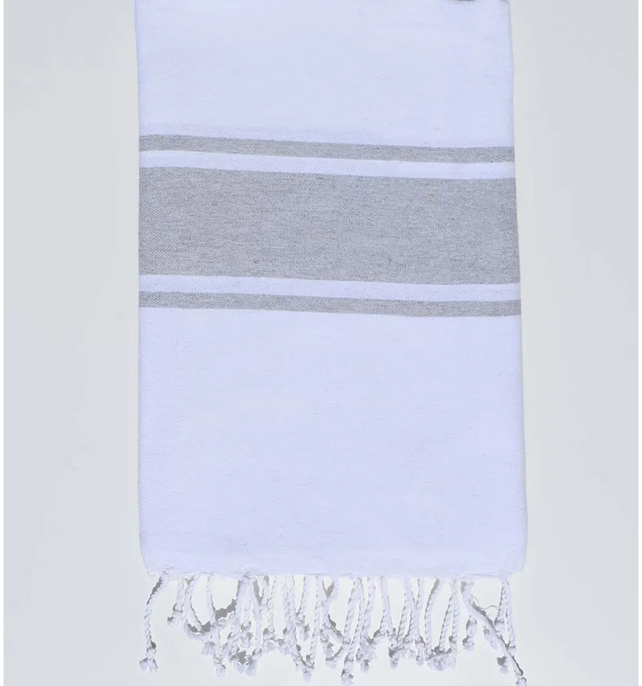 Fouta biancha con strisce grigie Fouta Tunisia - 3