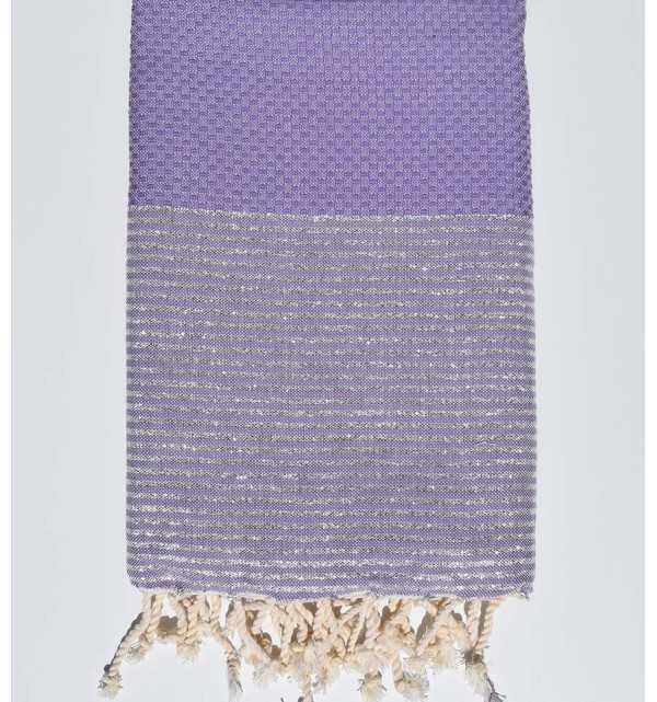 Telo mare nido d'ape color malva con lurex argento Fouta Tunisia - 1