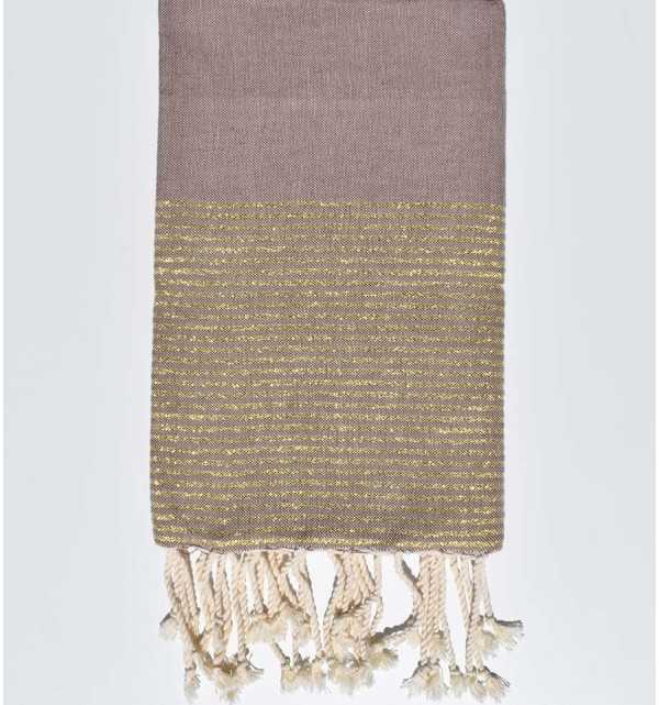Telo mare piatto Mountbatten rosa con lurex oro Fouta Tunisia - 1