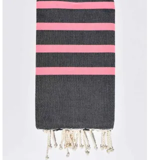 Telo mare blu notte e rosa fluo Fouta Tunisia - 1