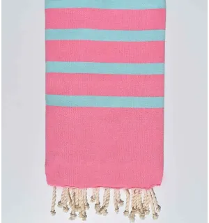 Telo mare piatto rosa e azzurro  - 1