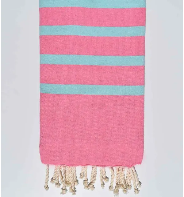 Telo mare piatto rosa e azzurro  - 1