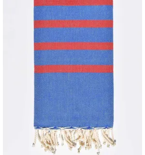 Telo mare piatto blu e rosso  - 1