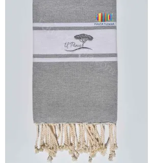 Telo mare piatto con ricamo Fouta Tunisia - 1