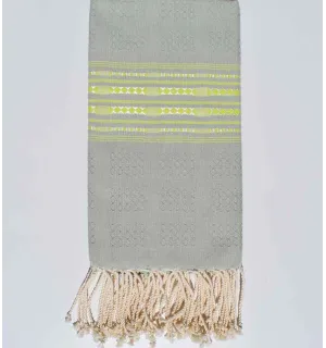 Fouta thalasso verde celadon pallido con motivi chartreuse  - 1