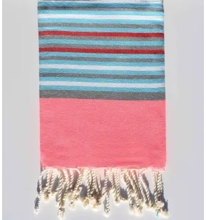 Telo mare per bambini rosa neon, azzurro, grigio, bianco e rosso  - 1