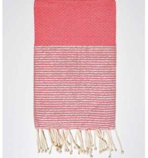 Telo mare nido d'ape rosa Incarnadine con lurex Fouta Tunisia - 1