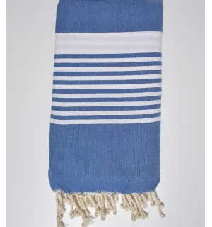 Plaids blu con strisce 2m / 2m Fouta Tunisia - 1