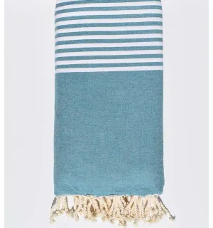 Copriletto anatra blu e ecru con striping  - 1