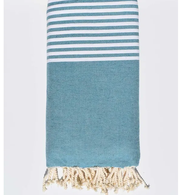 Copriletto anatra blu e ecru con striping  - 1