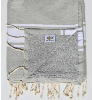 Telo mare misto grigia foderato in spugna Fouta Tunisia - 1