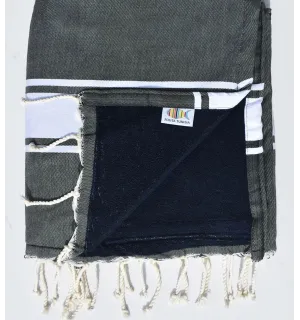 Telo mare piatto grigio ardesia con fodera in spugna  - 1