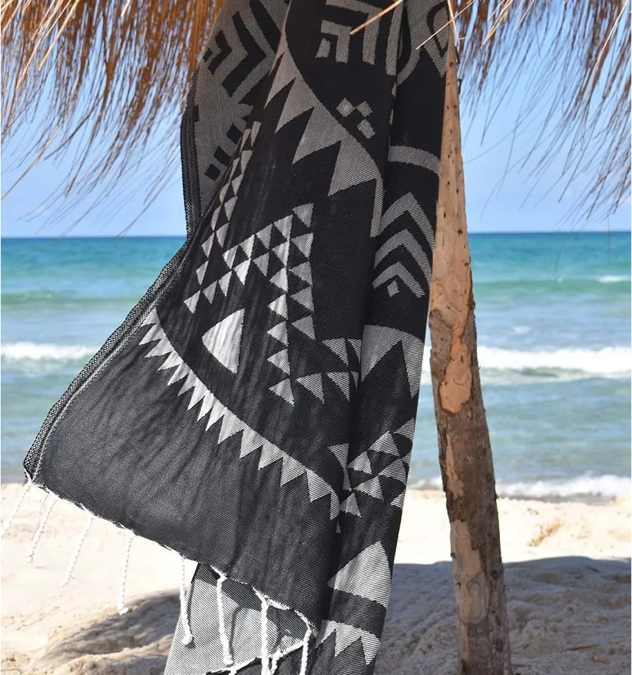 telo mare Bohemian nero Fouta Tunisia - 4