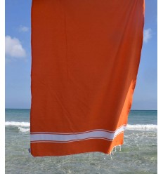 Asciugamano Futa o Hammam Cotone Spiaggia Blu Scuro Strisce Fucsia 