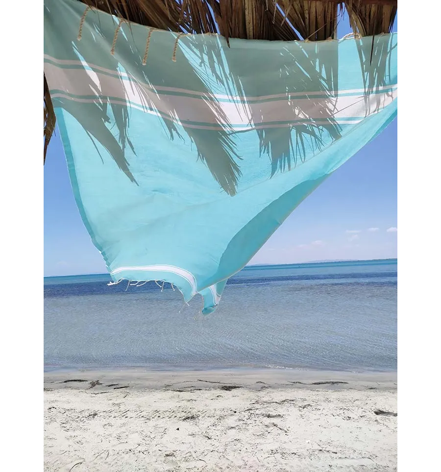 Fouta piatta blu pastello Fouta Tunisia - 2