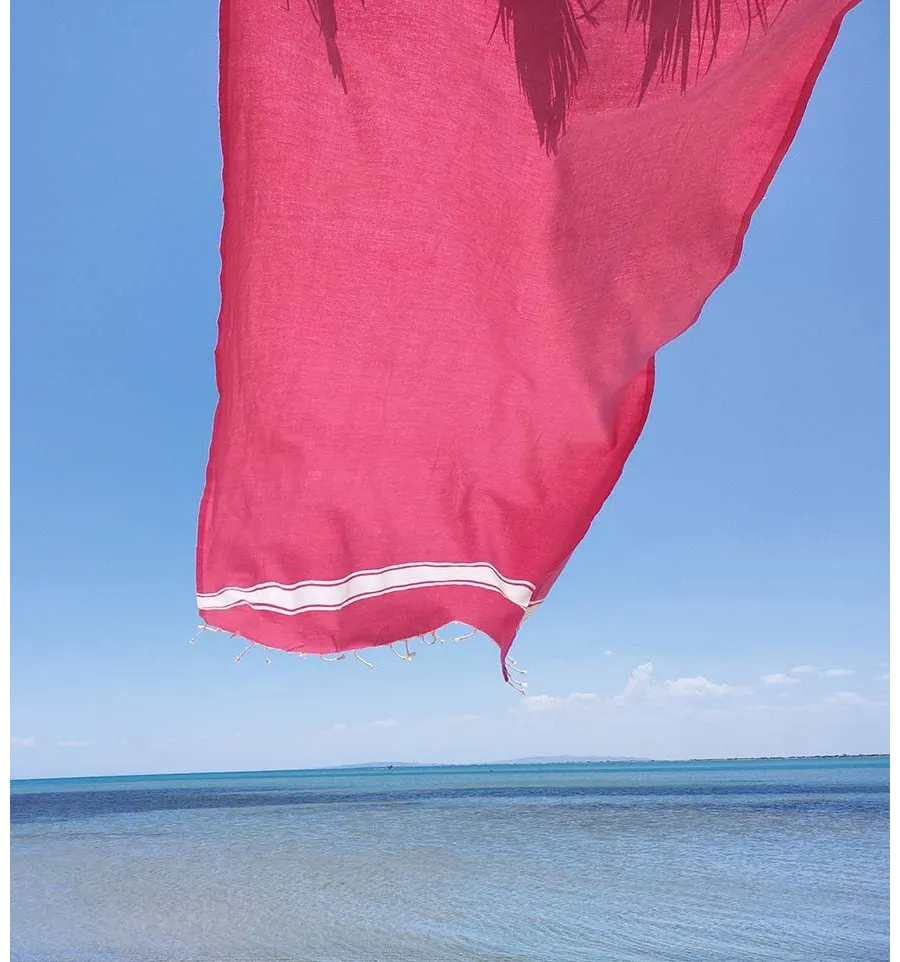 Telo mare Fouta piatta chewing gum rosa Fouta Tunisia - 3