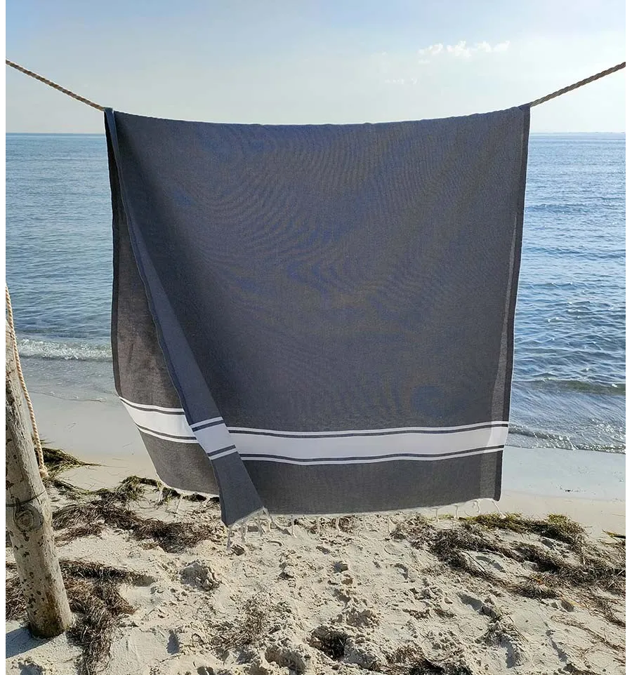 Telo mare piatta grigio medio Fouta Tunisia - 2