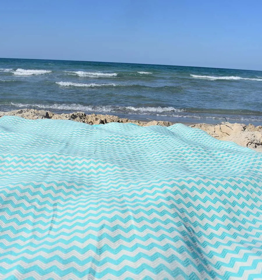 telo mare a zig-zag verde blu  - 5