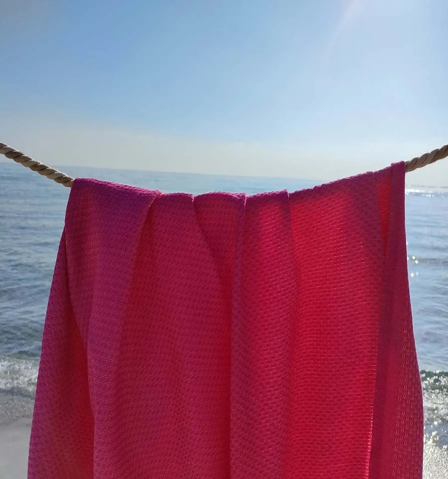 Fouta nido d'ape rosa scuro Fouta Tunisia - 4