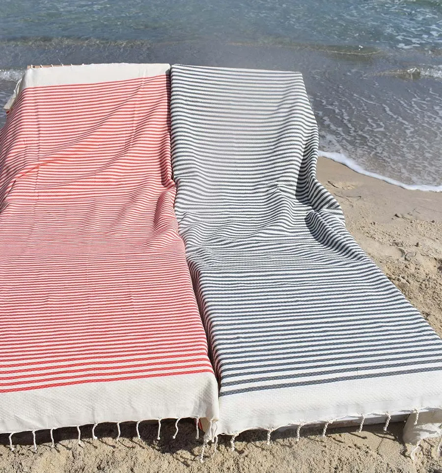 telo mare a strisce nido d'ape strisce ardesia 1 cm  - 2