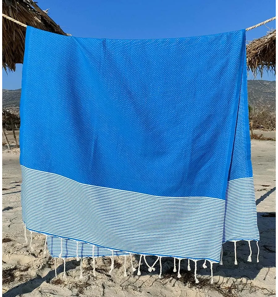 Fouta nido d'ape blu medio Fouta Tunisia - 3