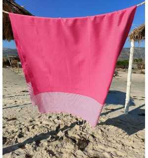 telo mare nido d'ape rosa fragola Fouta Tunisia - 1