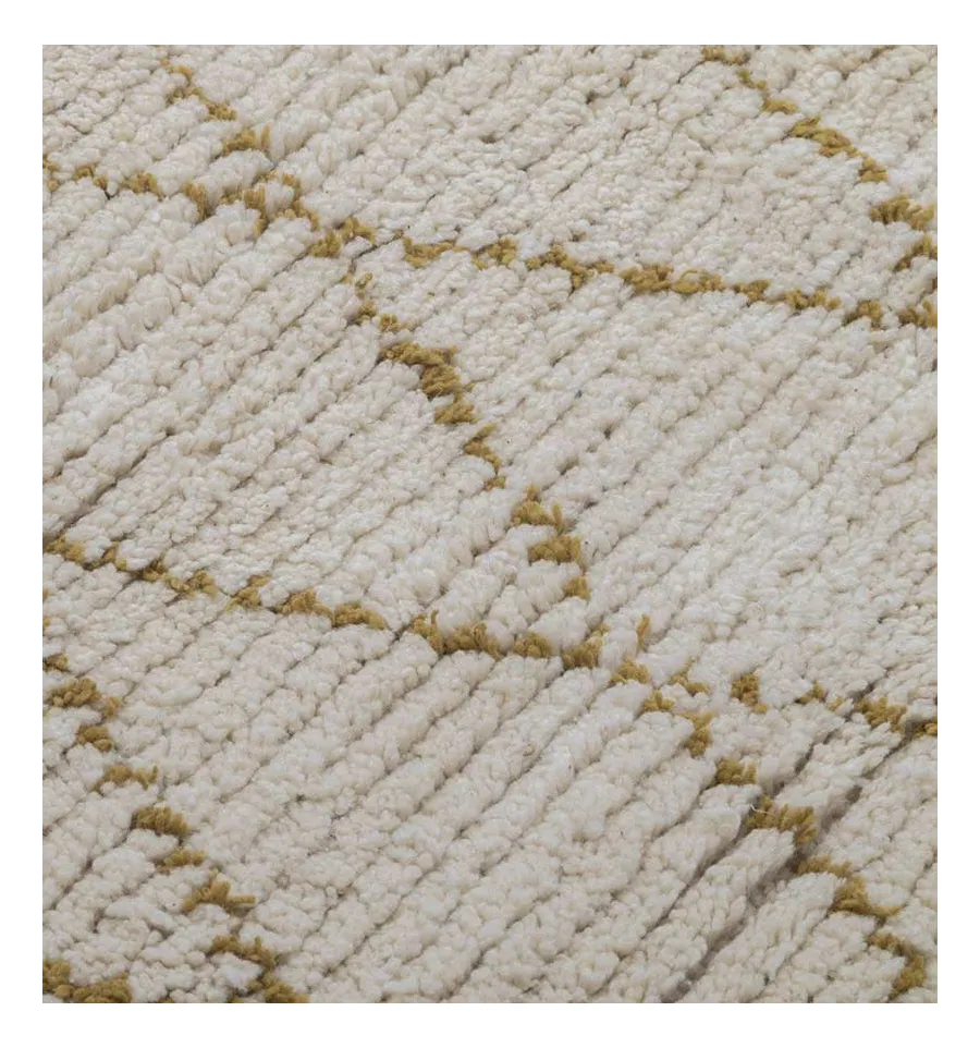 Tappeto berbero in lana naturale ecru con motivi geometrici Fouta Tunisia - 2