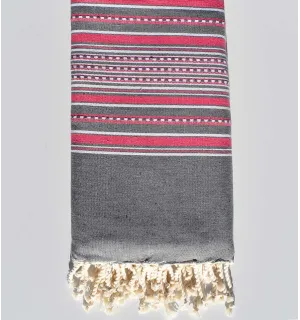 Copriletto arabesque grigio e rosa 2m*2m Fouta Tunisia - 1