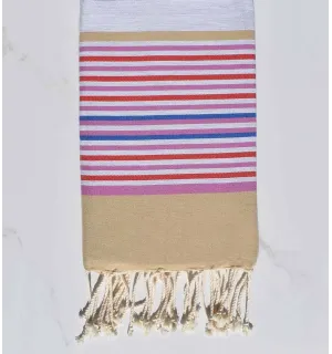 Telo mare 5 colori beige, grigio, orchidea, rosso e blu Fouta Tunisia - 1