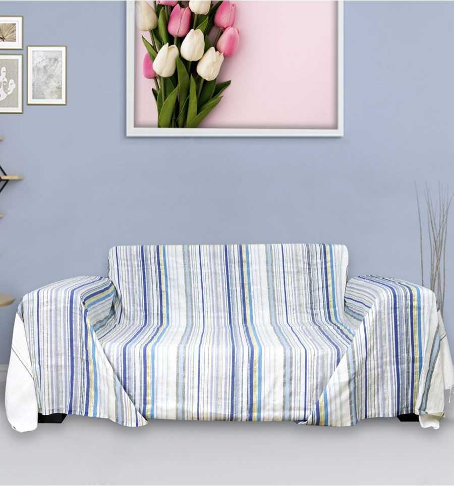 Grande fouta fadhila bianco crema e blu con lurex Fouta Tunisia - 1