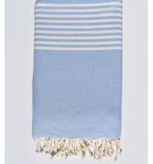 Grande fouta celeste con strisce bianche Fouta Tunisia - 1