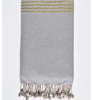 Copridivano grigio chiaro con lurex dorato Fouta Tunisia - 1