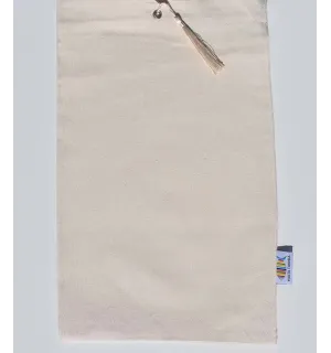 Sacchetto beige chiaro nodo pompom bianco sporco Fouta Tunisia - 1