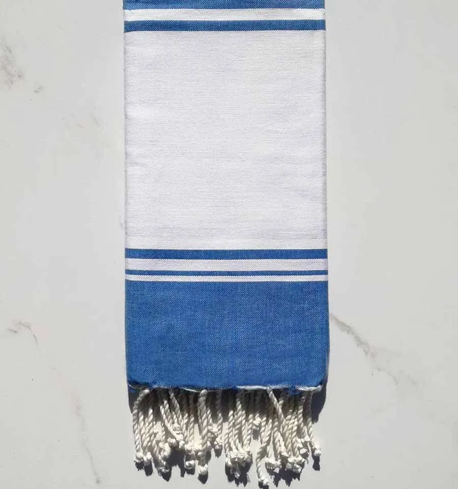 Telo mare bianco e blu Fouta Tunisia - 4