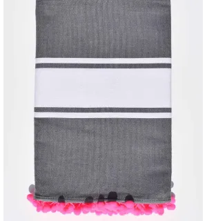 Telo mare grigio acciaio con pompon Fouta Tunisia - 1