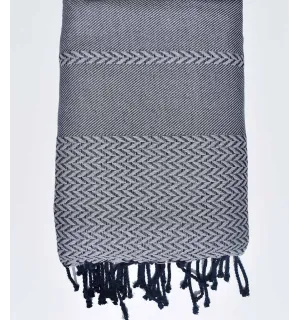 Copridivano grigio chiaro e blu scuro Fouta Tunisia - 1