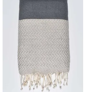 Copridivano grigio e bianco crema Fouta Tunisia - 1