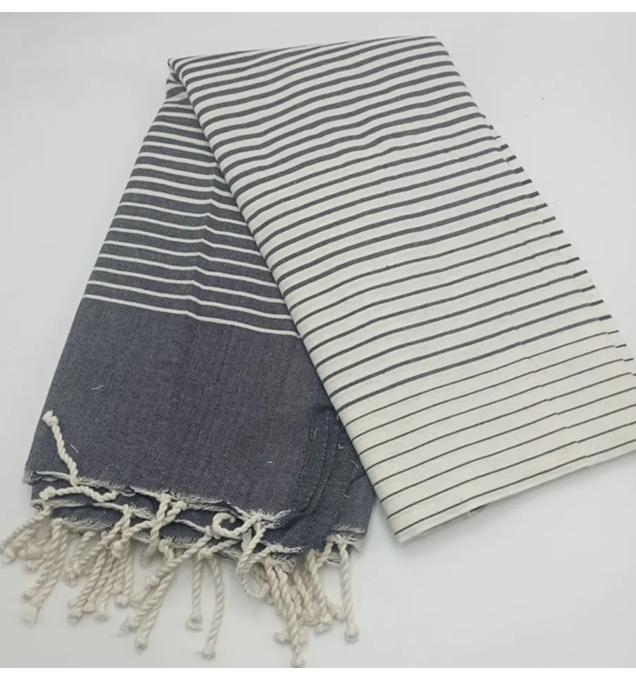 Grande fouta nero grigio 2m*2m Fouta Tunisia - 2