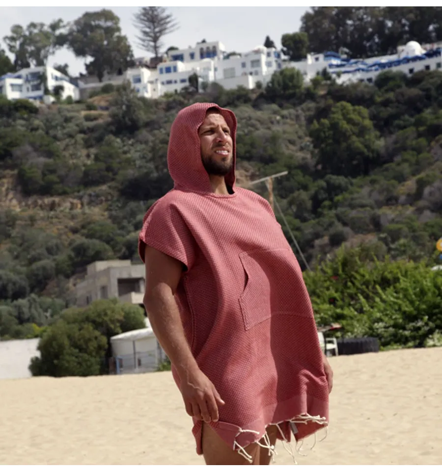 Poncho mare rosso terracotta Fouta Tunisia - 2