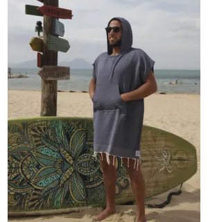 Poncho mare blu notte Fouta Tunisia - 1