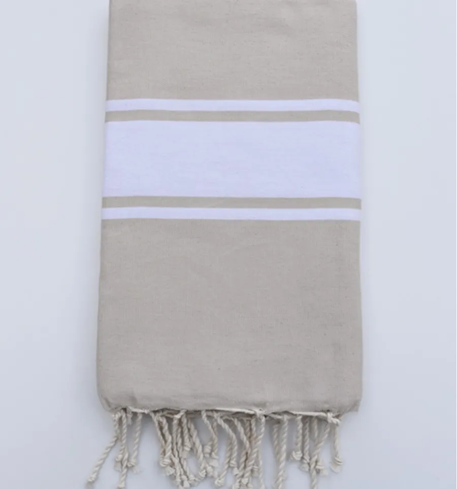 Telo mare piatta beige chiaro Fouta Tunisia - 2