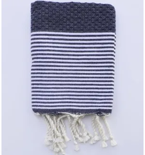 Set di 10 tovaglioli blu notte con strisce Fouta Tunisia - 1