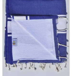 Fouta spugna blu e bianca Fouta Tunisia - 1