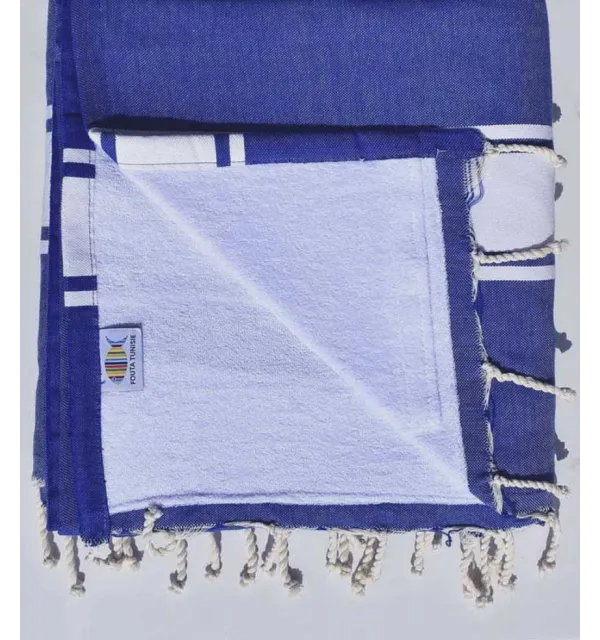 Fouta spugna blu e bianca Fouta Tunisia - 1