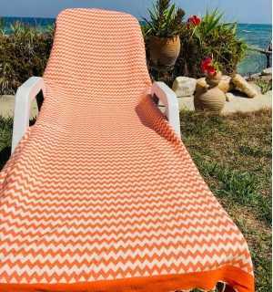 Telo mare zig-zag arancia Fouta Tunisia - 1