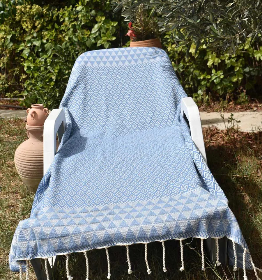 Telo mare jaquard Diamante blu Fouta Tunisia - 4