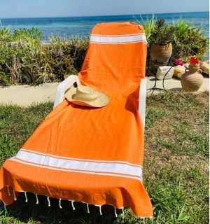 Fouta piatta arancione vivo Fouta Tunisia - 1